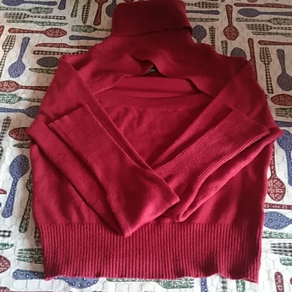Maroon turtleneck crop top sweater - Picture 4 of 4